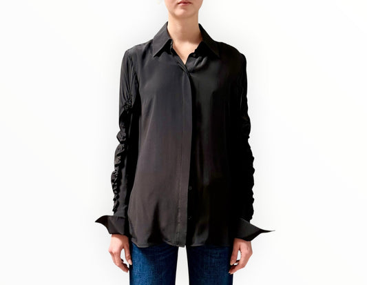 VVB by Victoria Beckham Classic Concealed Placket Shirt - Black - Size AU10