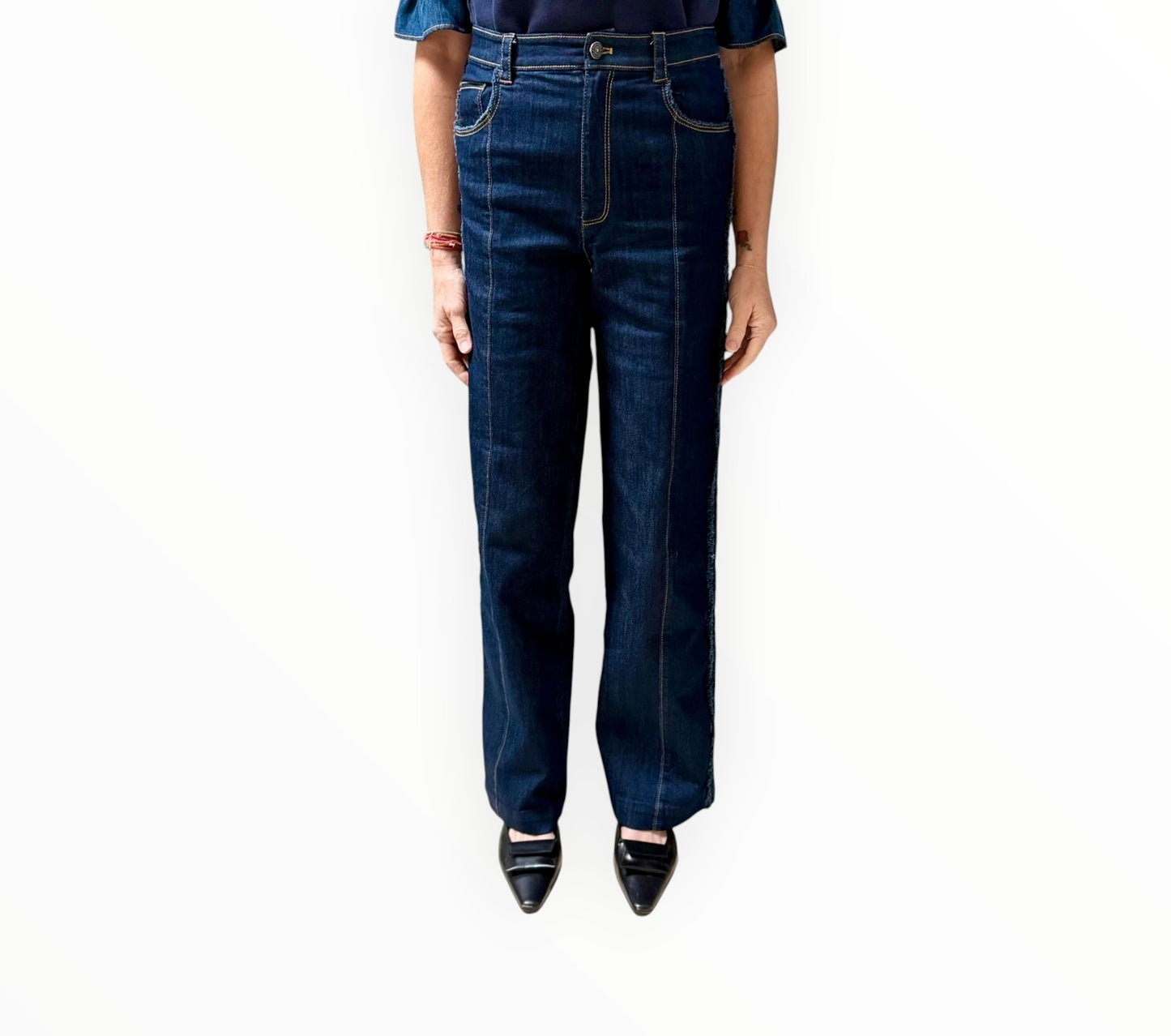 Cinq a Sept Raw Edge Jeans - Blue - Size AU8