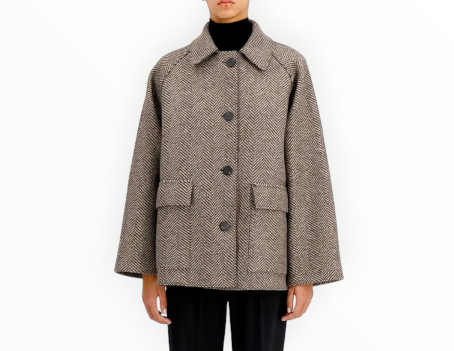 Harris Wharf Raglan Coat - Cream/Brown - Size 40