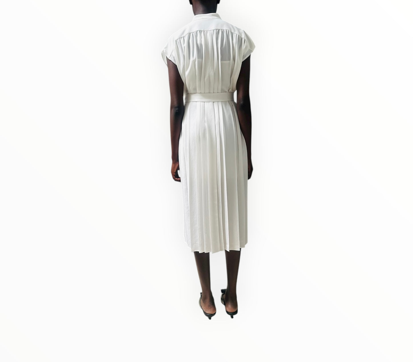 Joseph Davidge Pleated Crepe Midi Dress - Ivory - Size 36