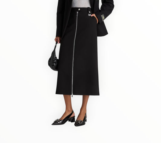 Ganni Bonded Crepe Skirt - Black - Size 42