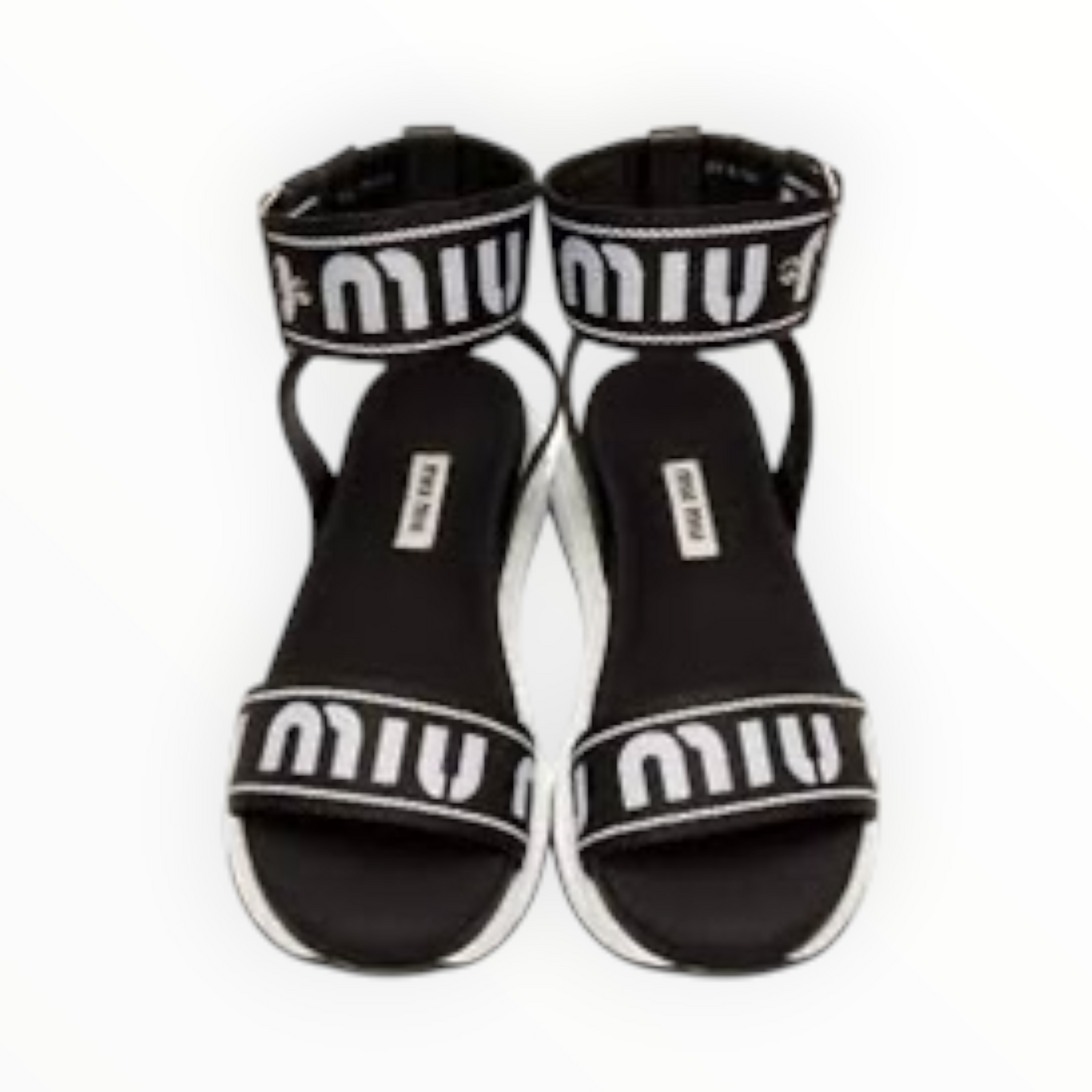RT006220 - Miu Miu Black & White Logo Platform Sandals - Black/White - Size 38.5