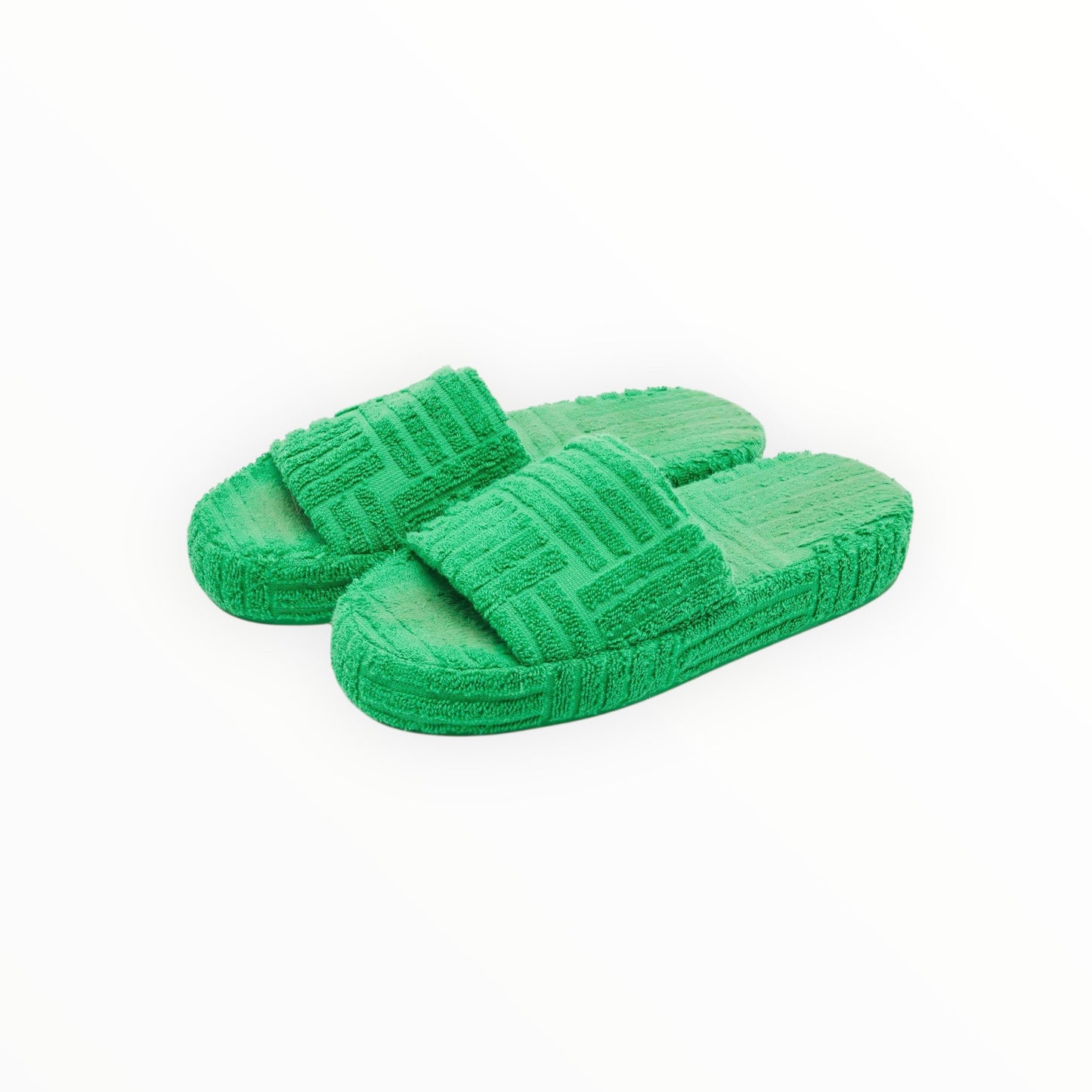 Bottega Veneta Terry Towelling Slides - Green - Size 39