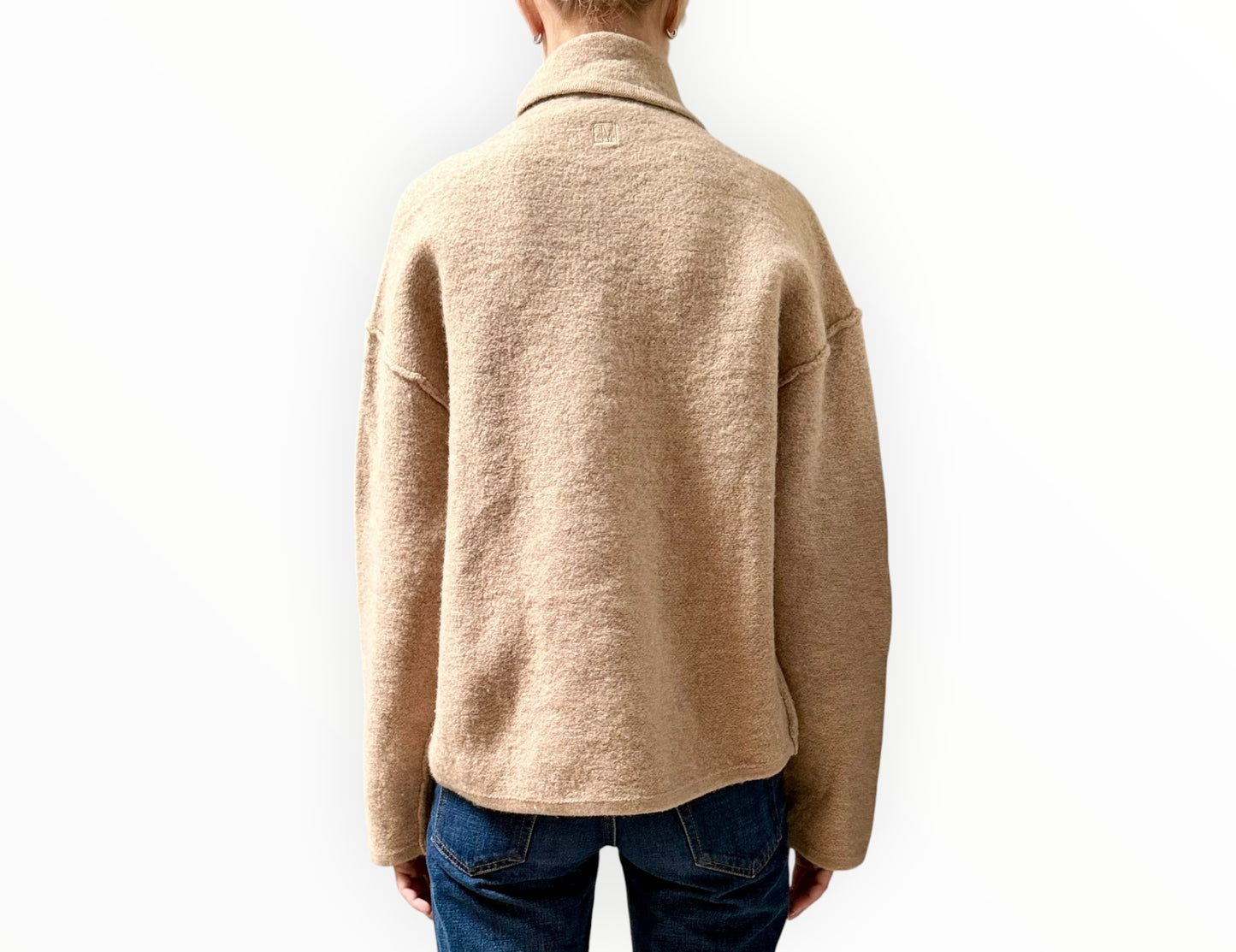 Camilla and Marc Boiled Merino Funnel Neck Sweater - Oatmeal Melange - Size XS
