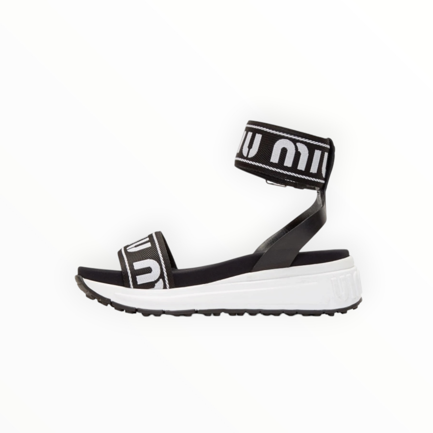 RT006220 - Miu Miu Black & White Logo Platform Sandals - Black/White - Size 38.5