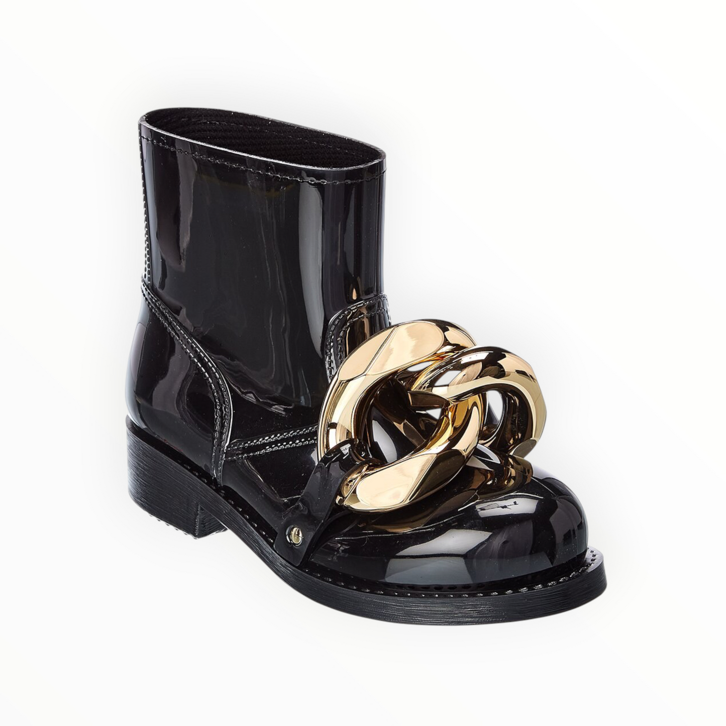 JW Anderson Chain Embellished Glossed-Rubber Rain Boots - Black - Size 38