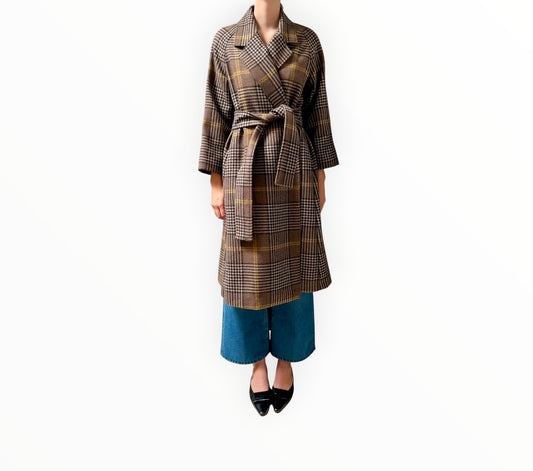 Jac + Jack Check Coat - Brown - Size AU6