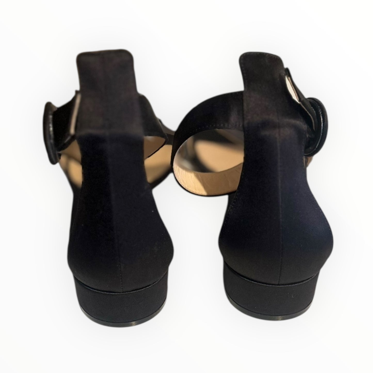 Gianvito Rossi Satin Flat Sandals - Black - Size 39.5
