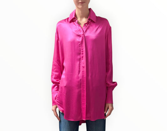 RT006489 - Serena Bute Detachable Collar Shirt - Fuschia - Size M