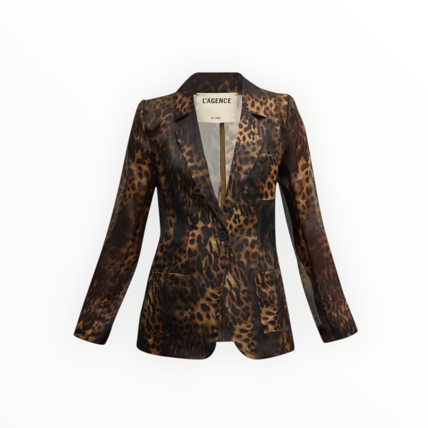 L'Agence Tamara Sheer Blazer - Leopard - Size AU12