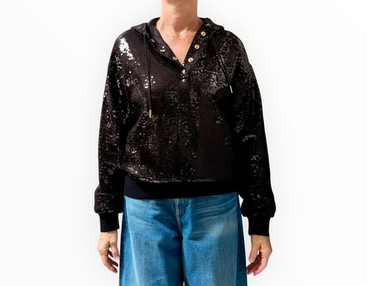 Celine Sequin Hoodie - Black - Size 34