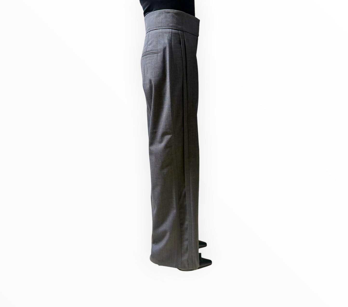 Iro High Waisted Front Pleat Pants - Charcoal - Size 38