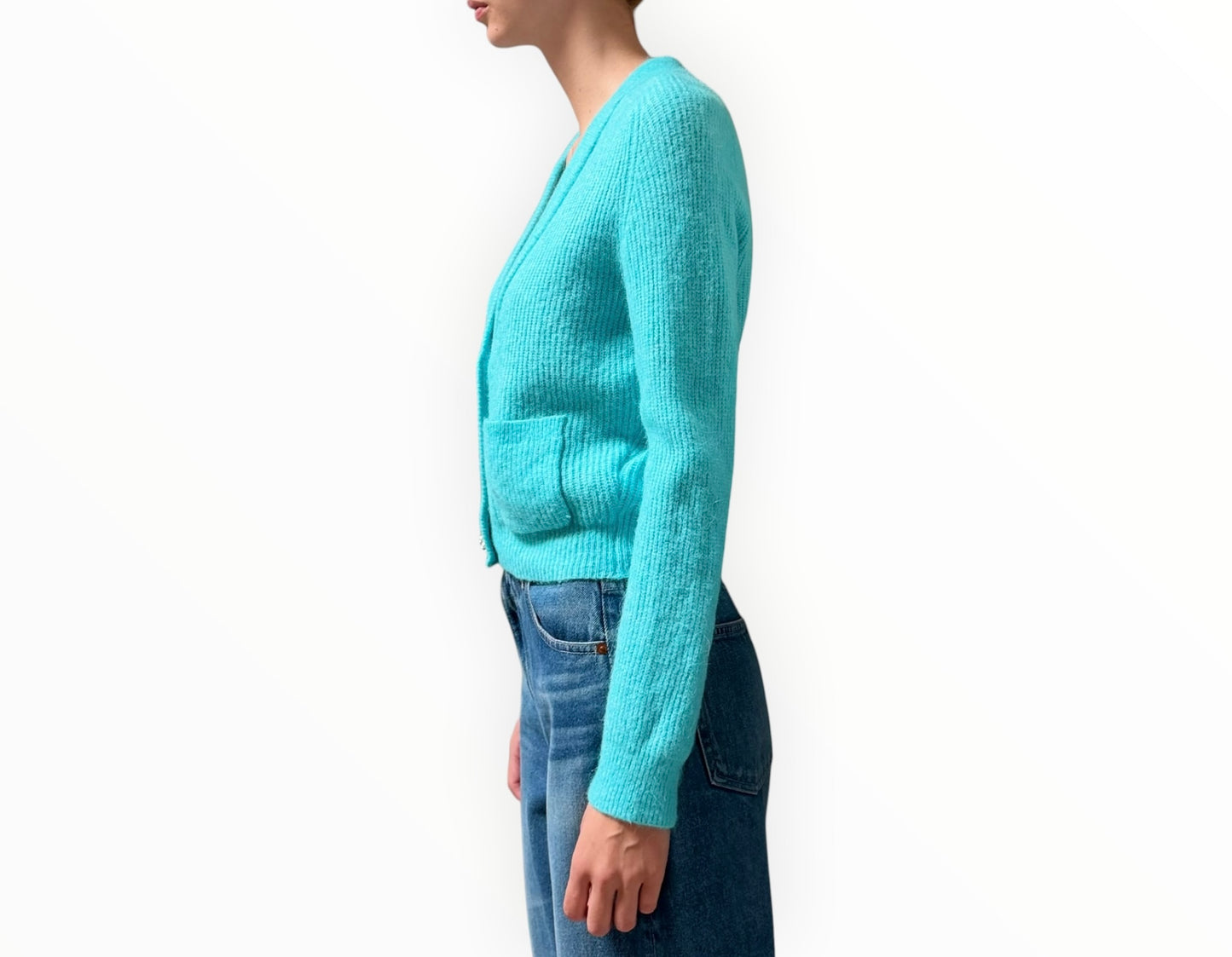Ganni Diamonte Button Cardigan - Aqua - Size S