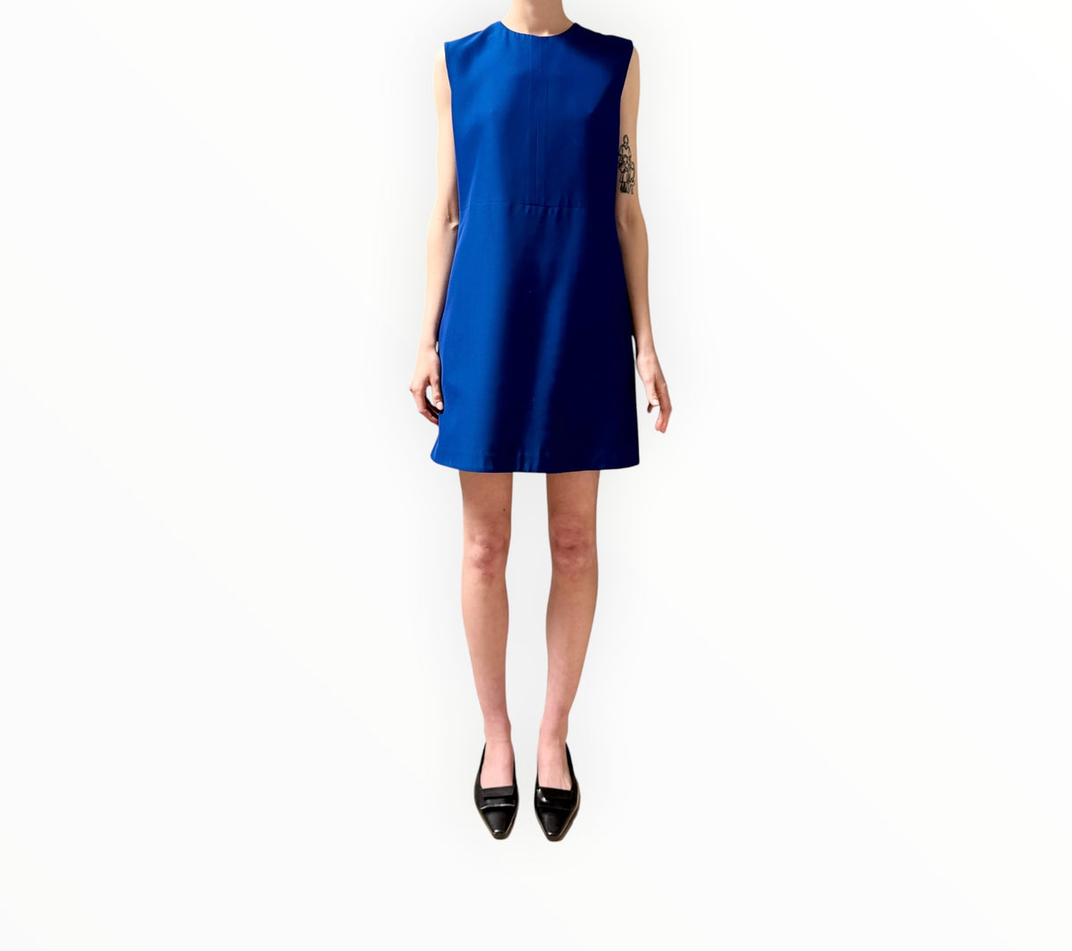 RT0006511 - Vintage Celine Silk Shift Dress - Cobalt - Size 40