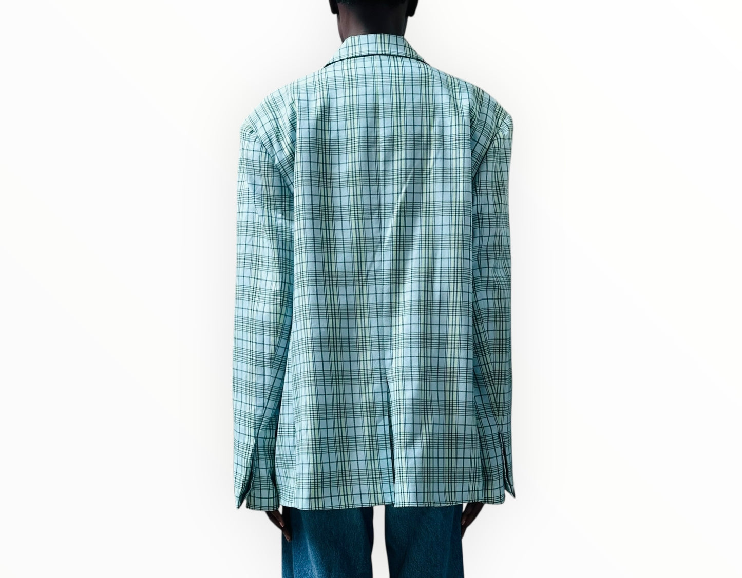 Blanca Oversized Check Jacket - Aqua Check - Size S/M