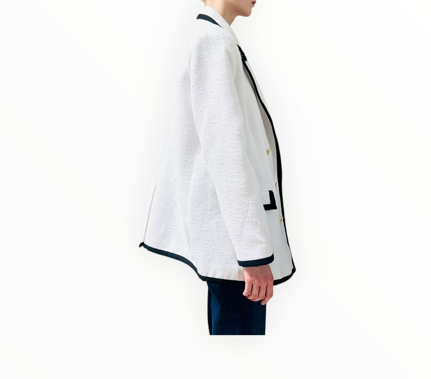 L'Agence Aimee Tipped Blazer - White/Black - Size AU14