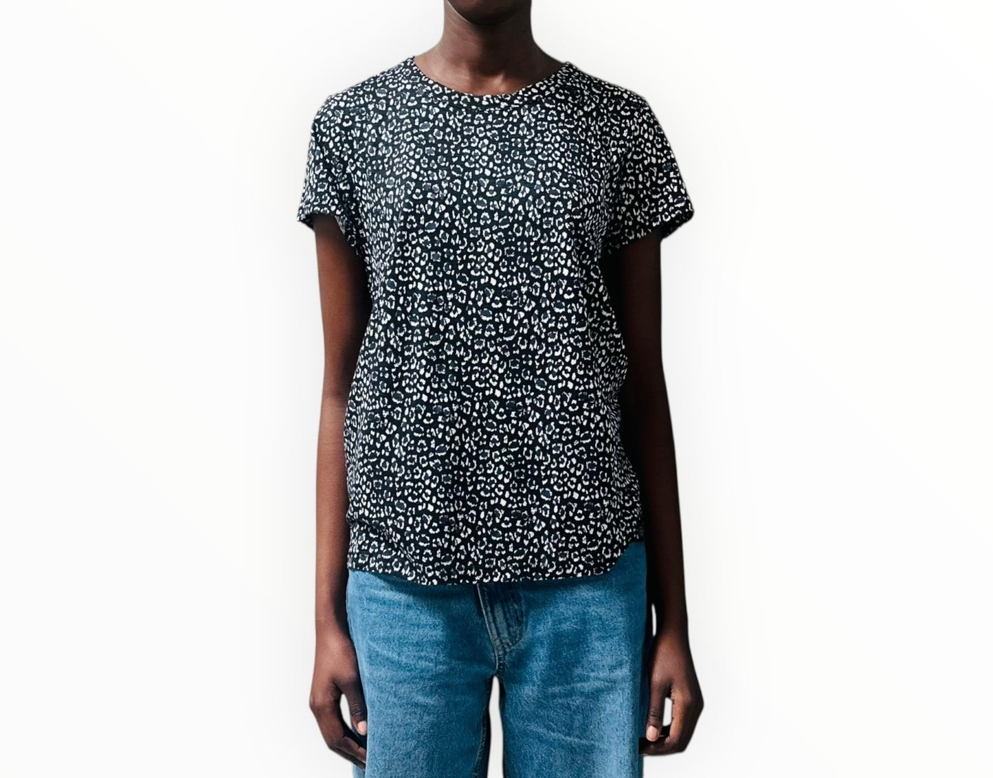 Rag & Bone Animal Print Tee - Black/Navy/White - Size L