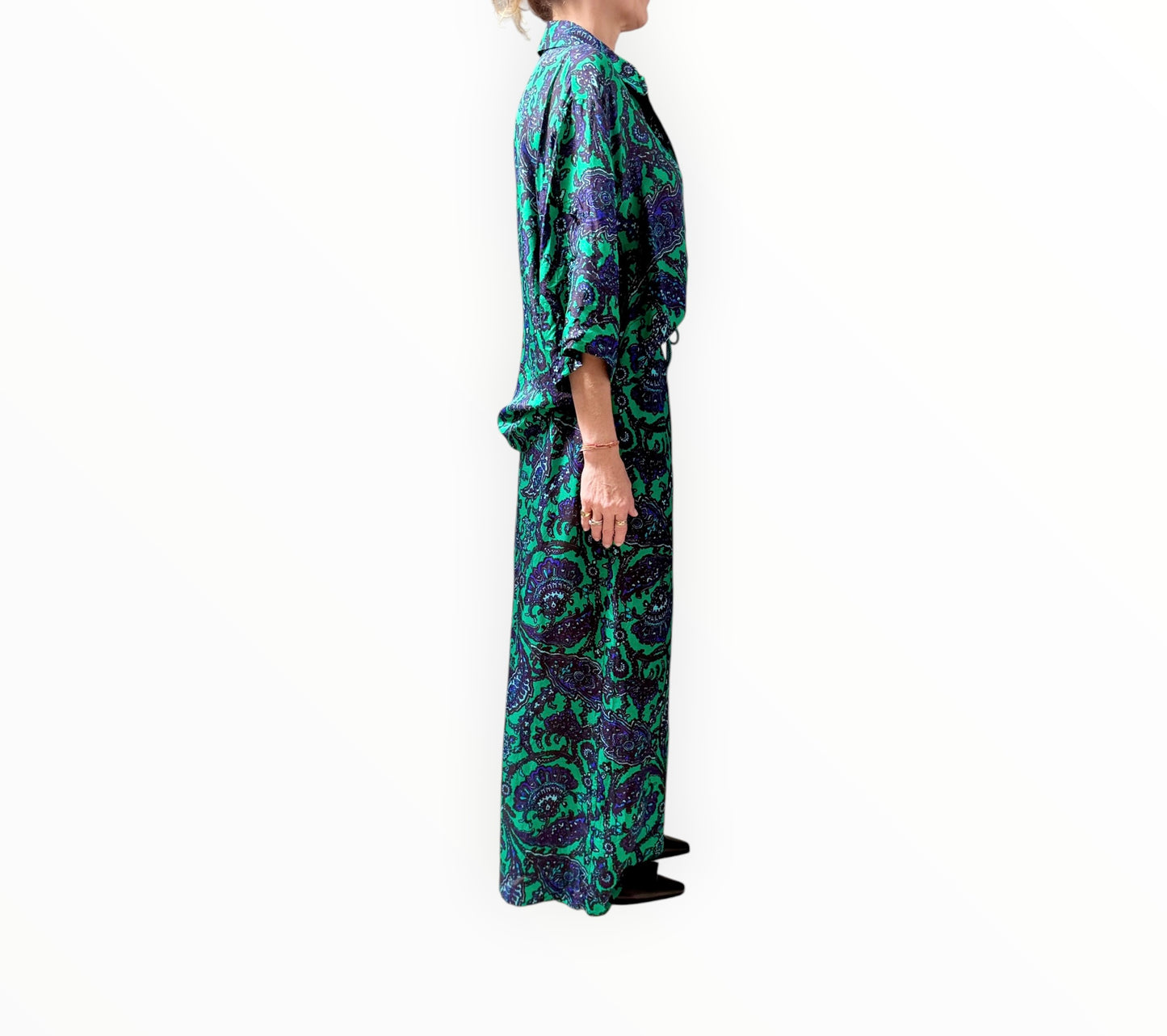 Zimmermann Tiggy Shirt + Pants - Green Paisley - Size 2