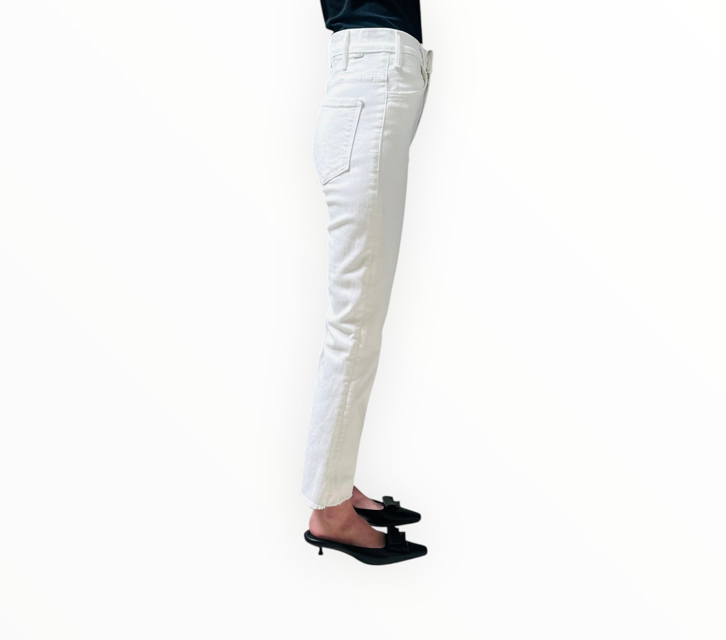 Mother The Hustler Ankle Fray Jeans - White - Size 27