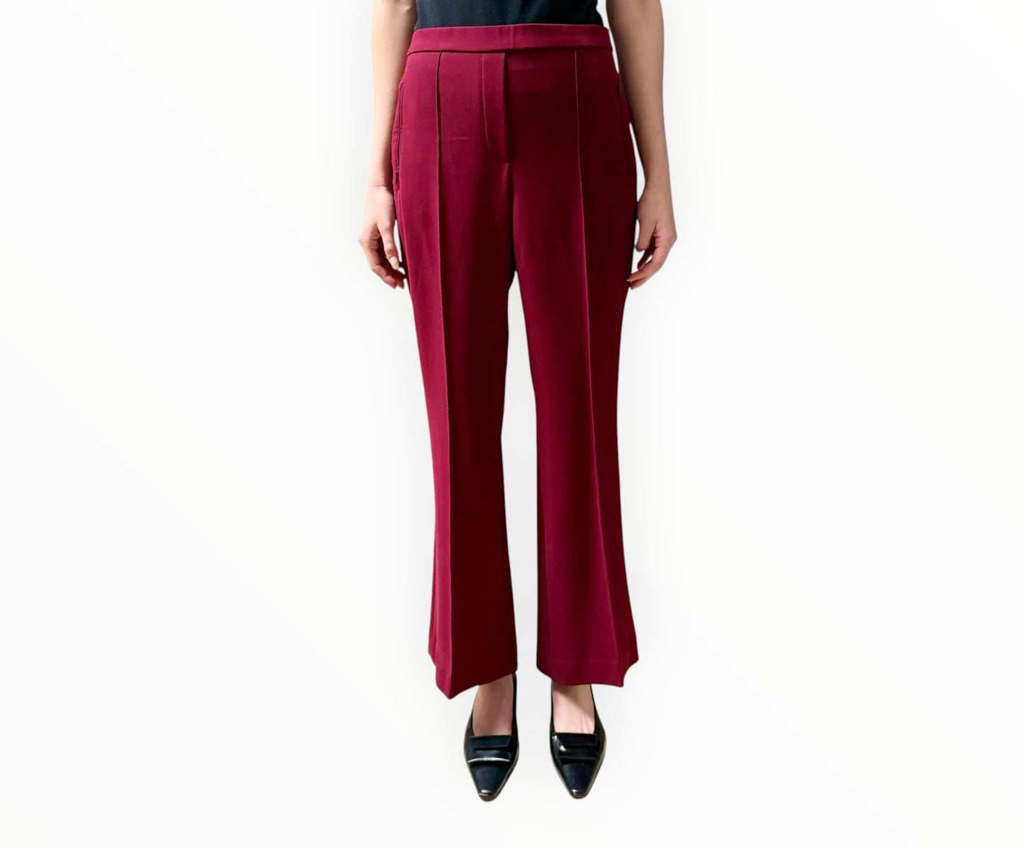 Theory Flat Front Half Back Elastic Pants - Crimson- Size AU12