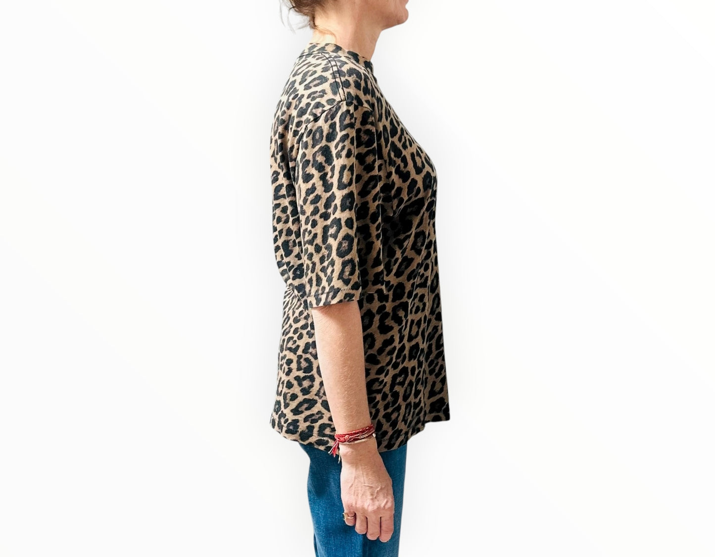 Anine Bing Animal Print Tee - Black/Brown - Size S