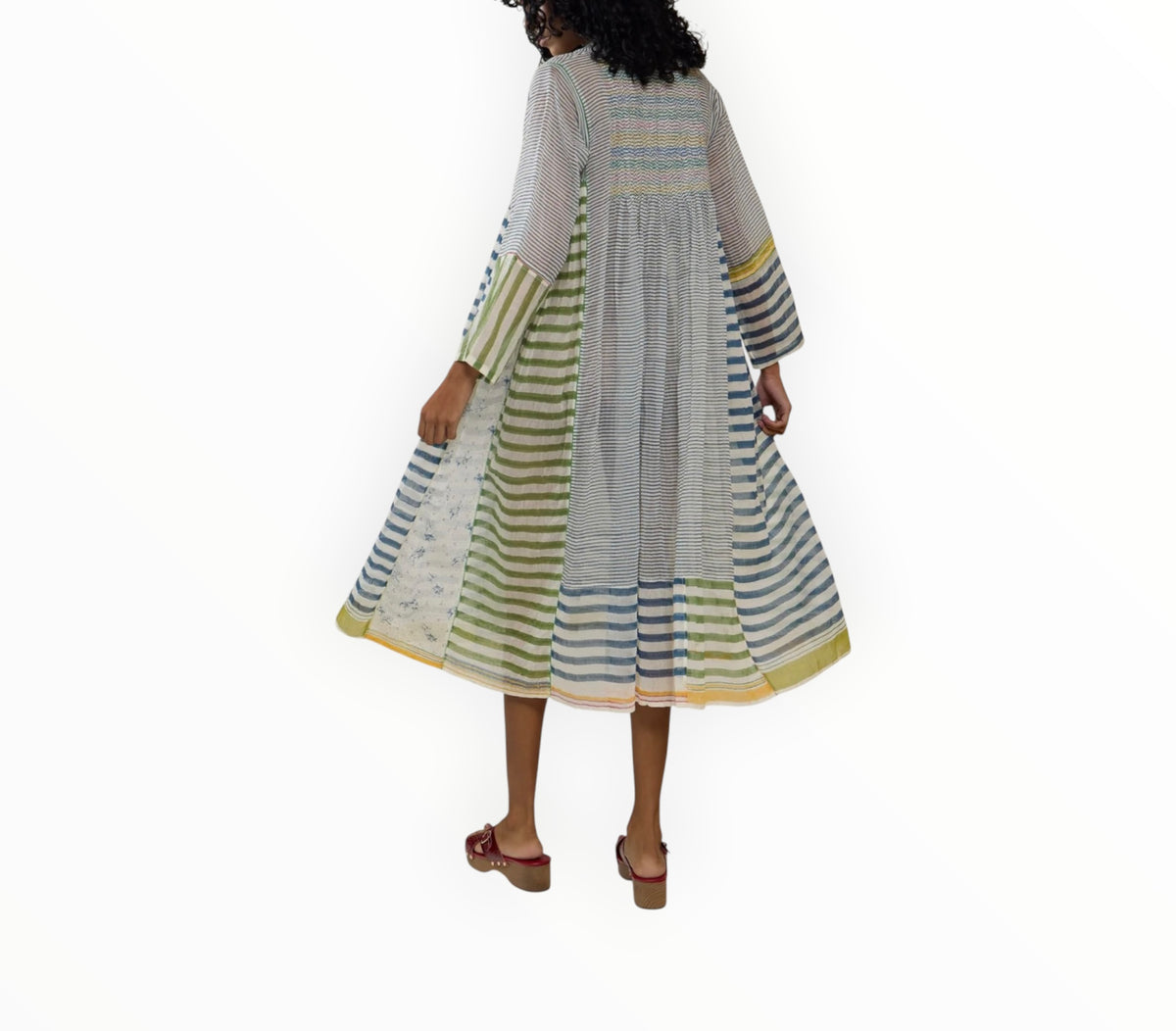 RT006434 - Injiri Hand-Loomed Cotton Silk Dress - Multi- Size S
