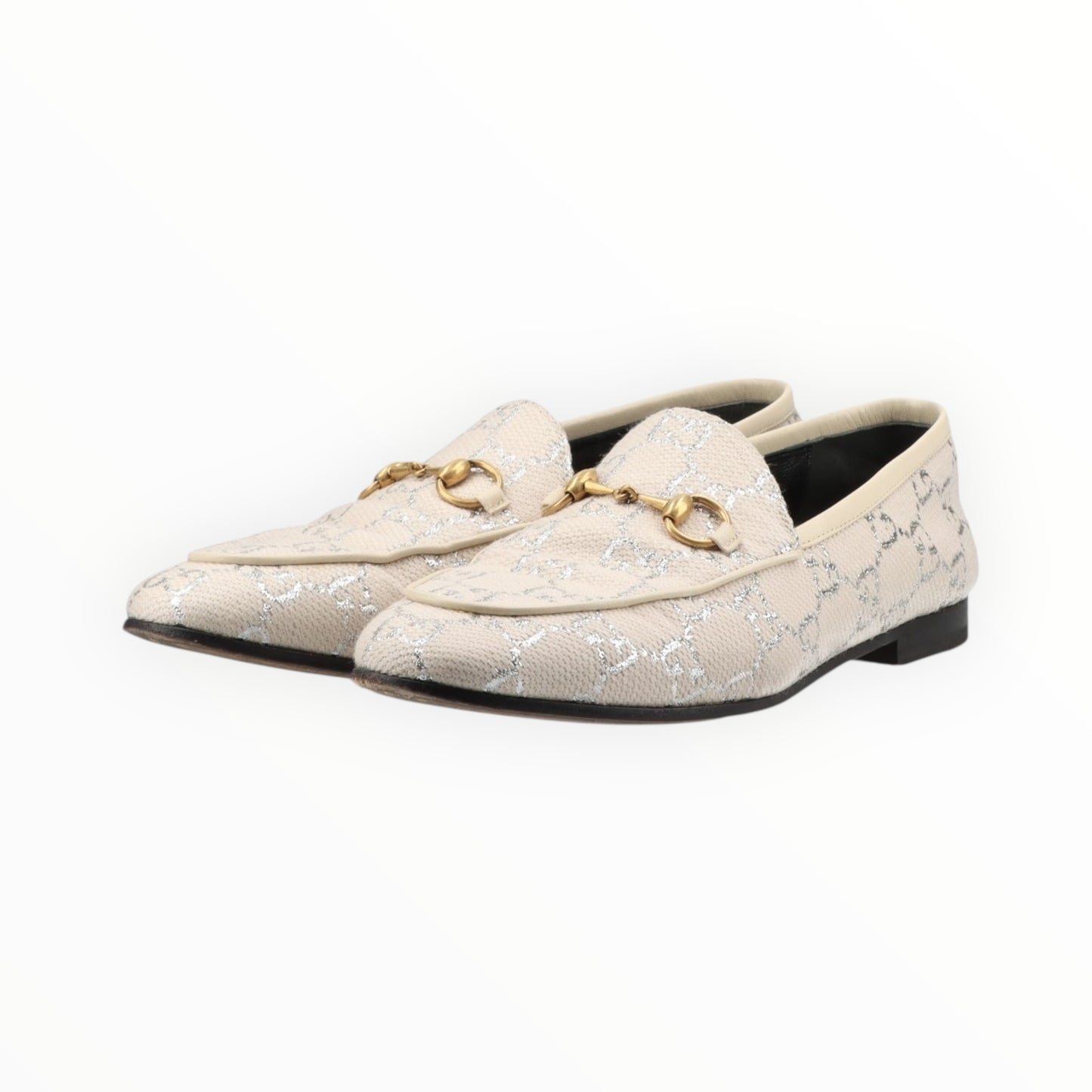 Gucci Jordan GG Loafers - Beige/Silver - Size 37.5