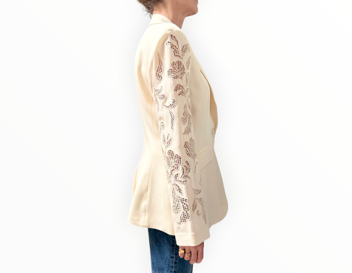 Cinq A Sept Cutout Paisley Cheyenne Blazer - Cream - Size AU12