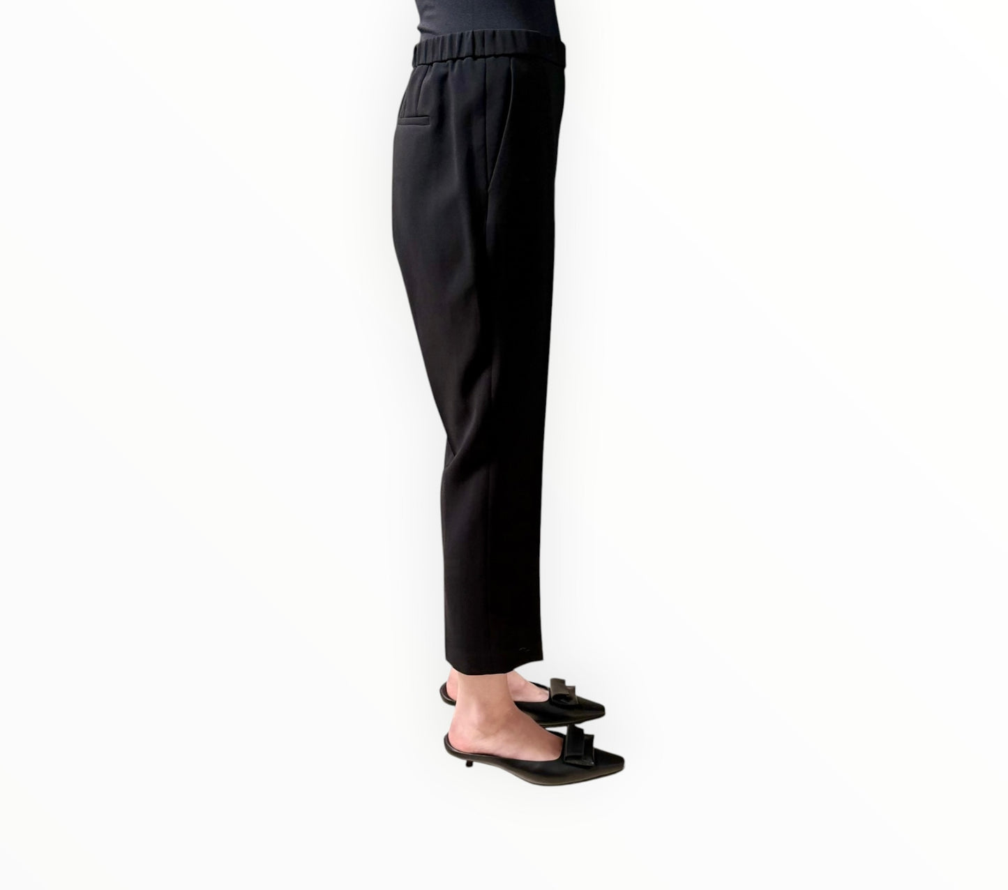 Theory Flat Front 1/2 Back Elastic Pants - Black - Size AU14