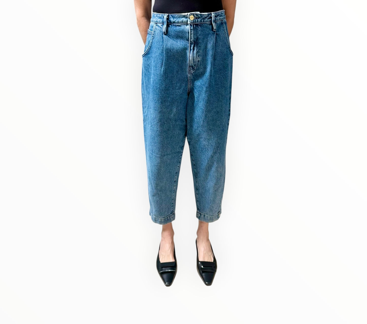 Frame Barrel Leg Jeans - Blue - Size 31