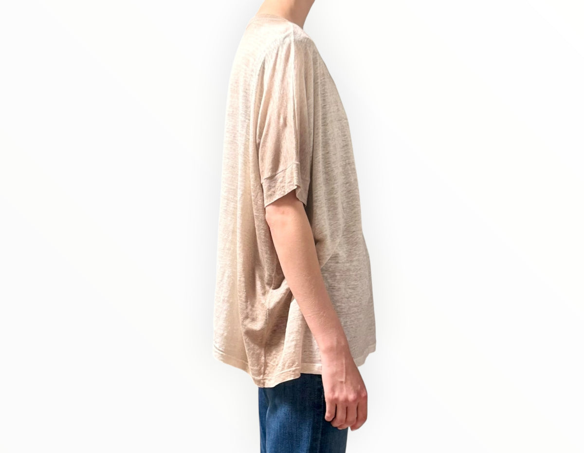 RT006404 - Avant Toi Painted Linen Boxy Tee - Beige - Size XS