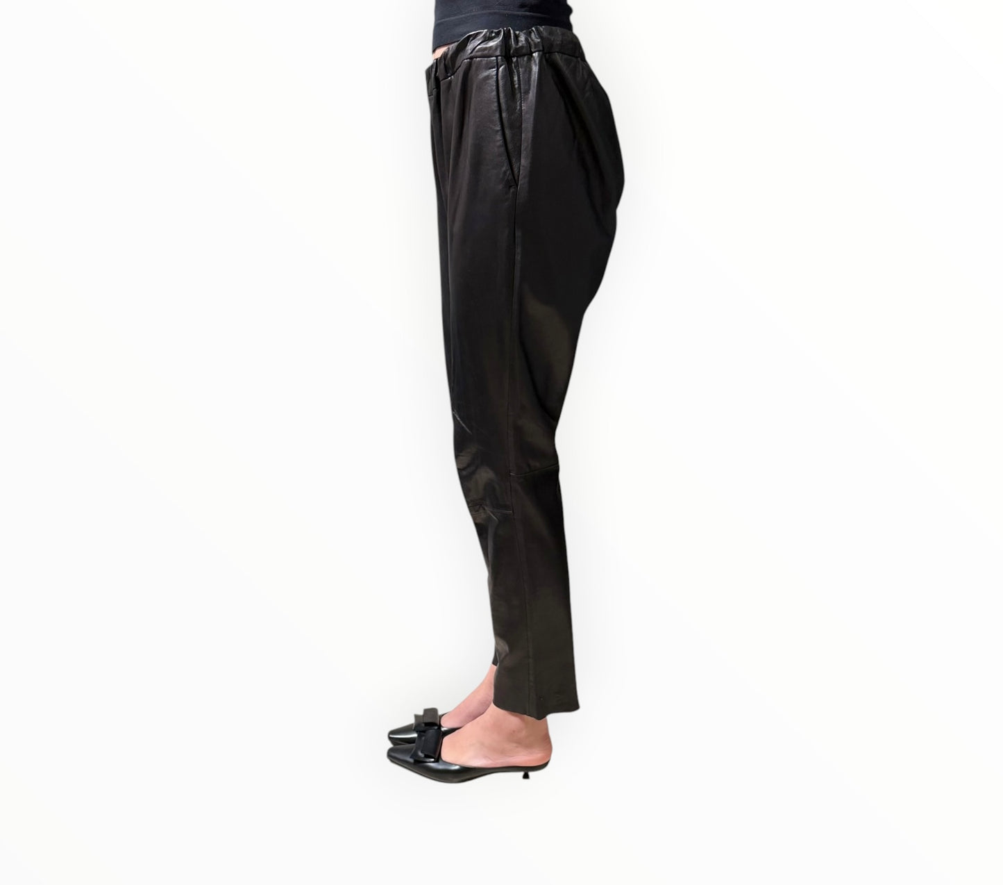 Vince Leather Zip Front Pants - Black - Size M