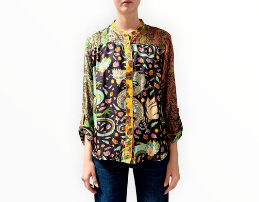 La Prestic Ouiston Paisley Dragon Print Shirt - Multi - Size 3