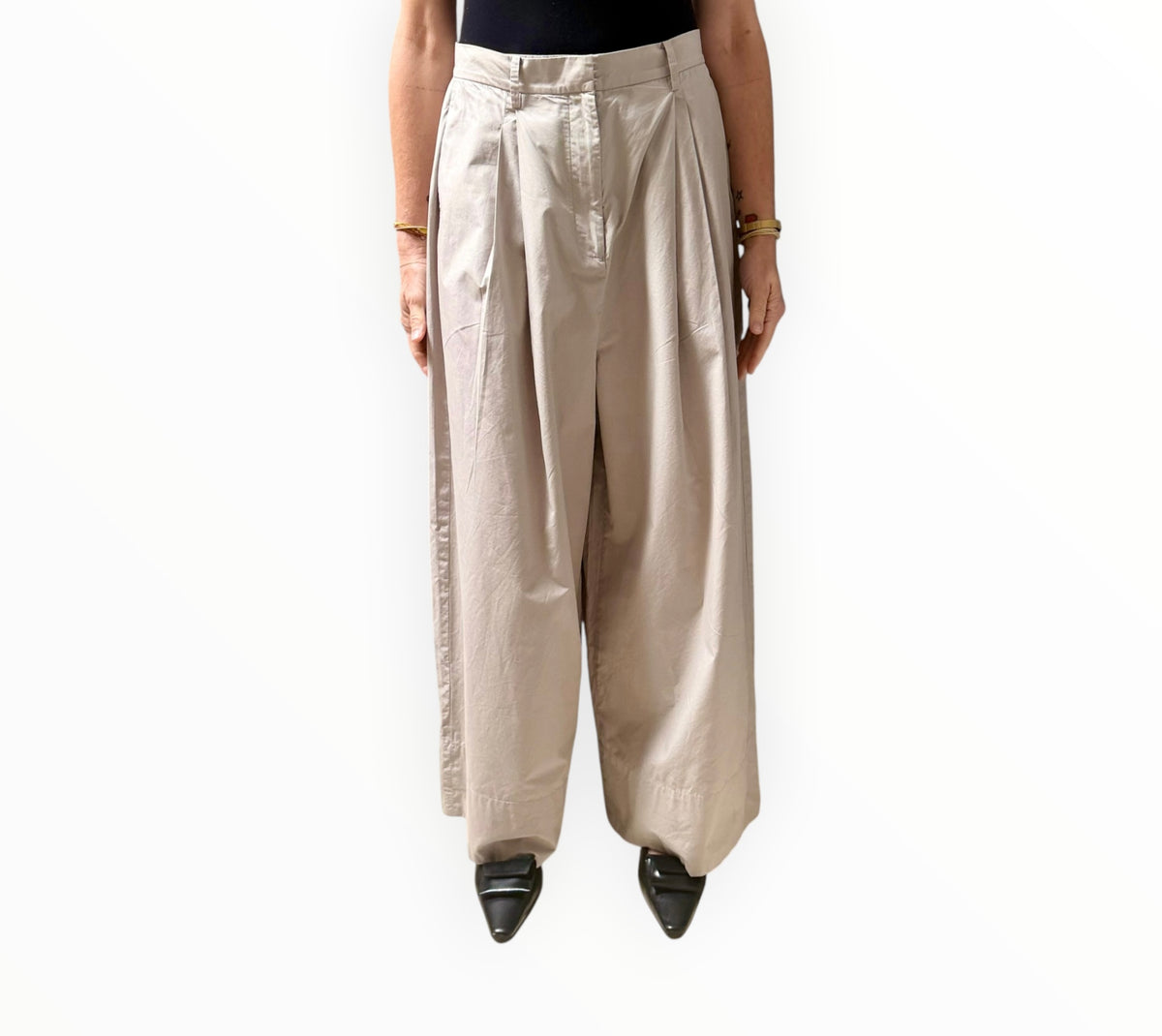 RT006448 - Jac + Jack Two Pleat Front Pants - Stone - Size 12