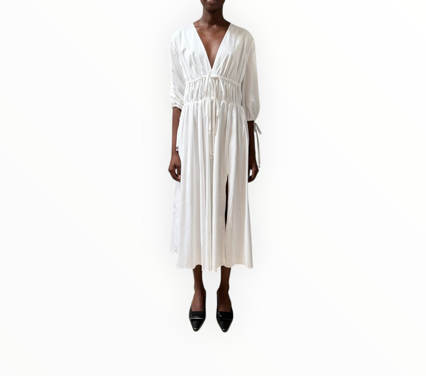 Altuzurra Tie Front V-Neck Dress - White - Size 42