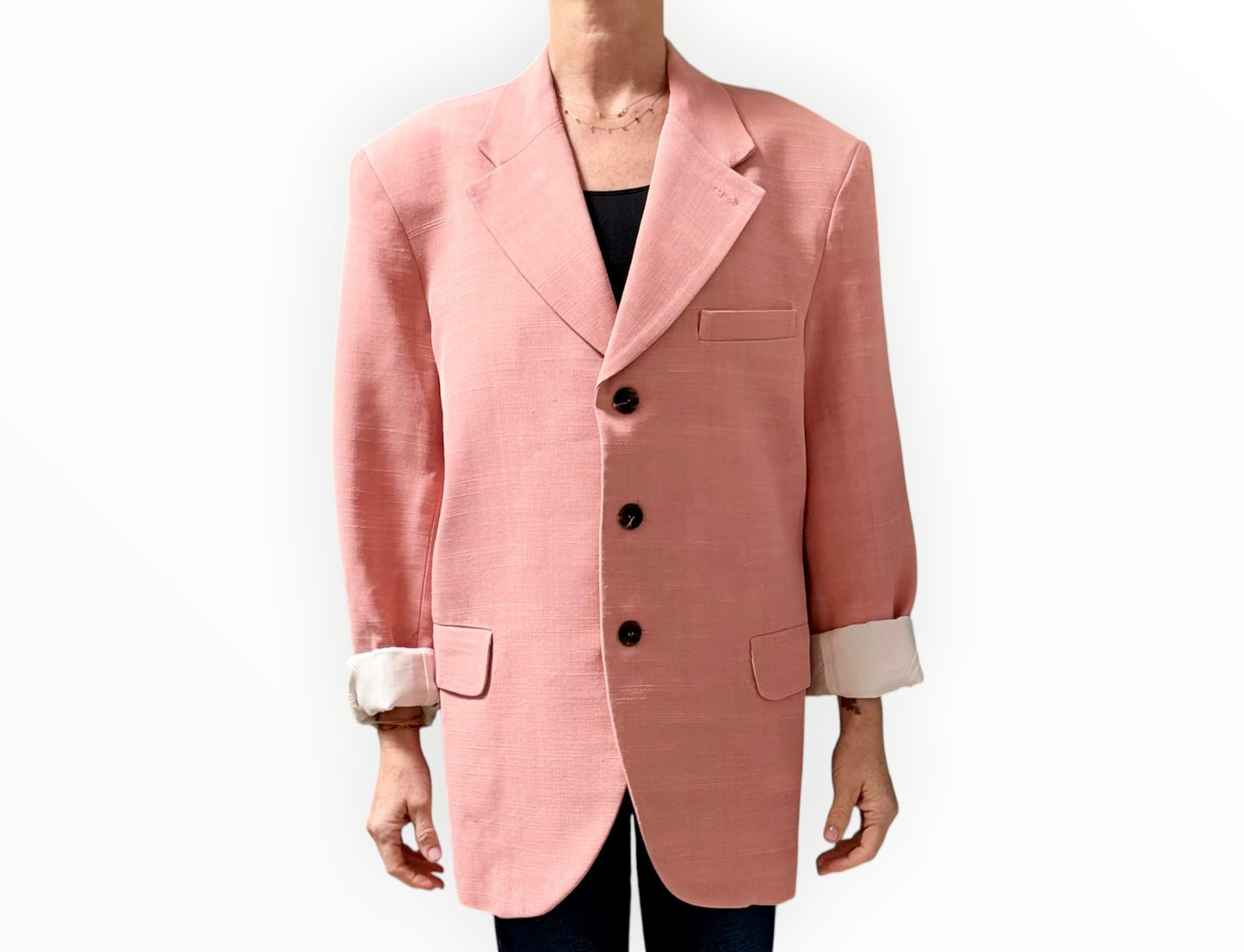 Bassike Textured Blazer - Dark Peach - Size XS/S