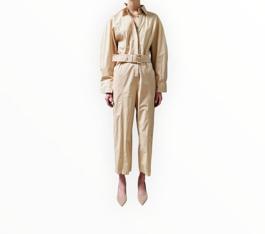 Scanlan Theodore Lightweight Cotton Jumpsuit - Beige - Size 10