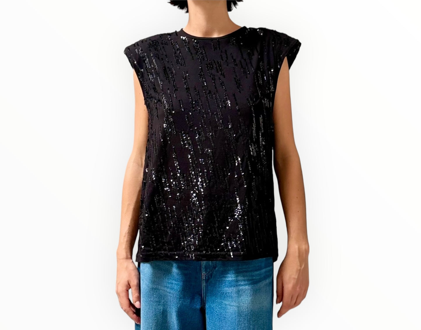 Retrofete Sequin Top - Black - Size M