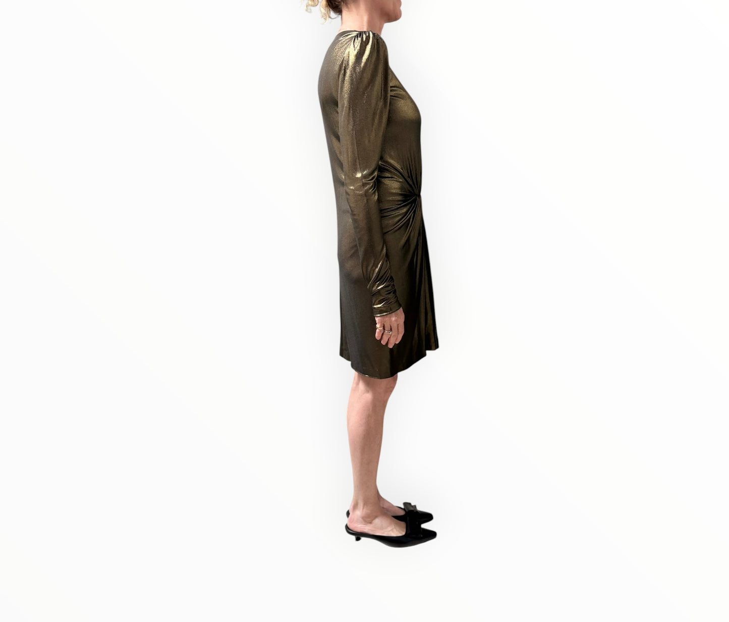 Saint Laurent Lurex Mini Dress - Gold - Size 34
