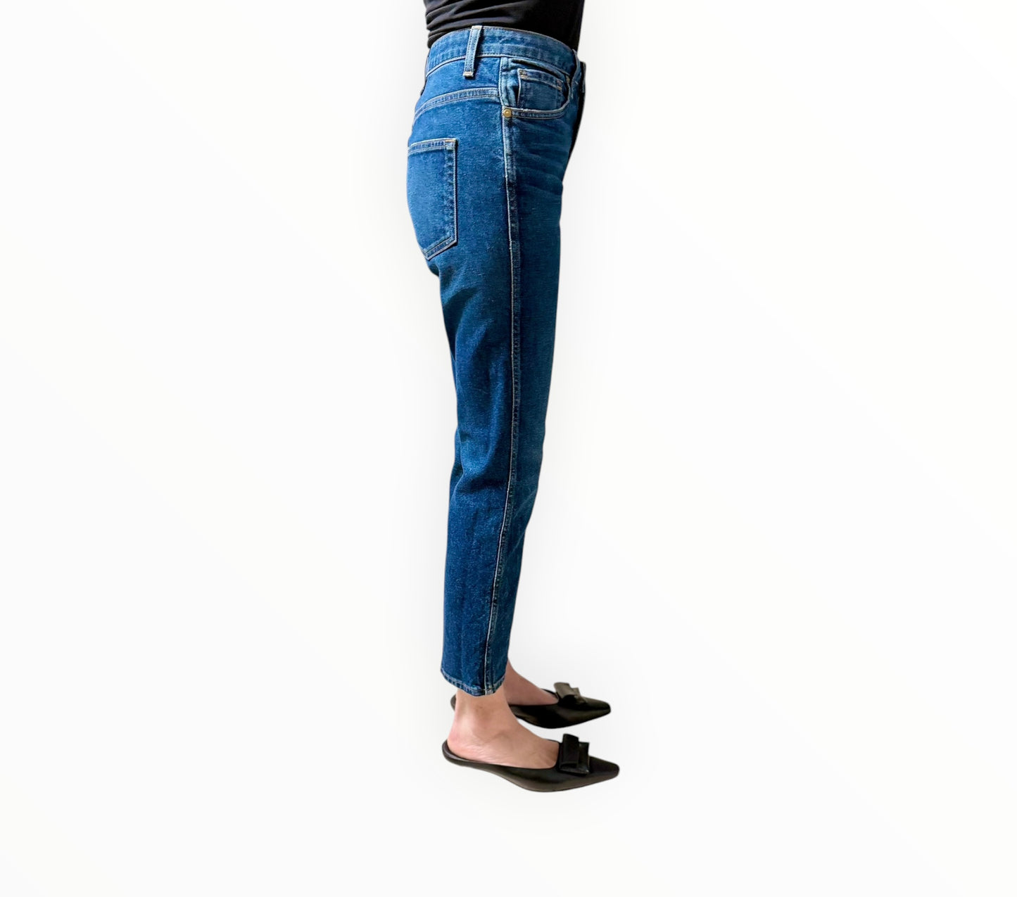 Khaite Benny Kick Flare Jeans - Mid Blue - Size 26