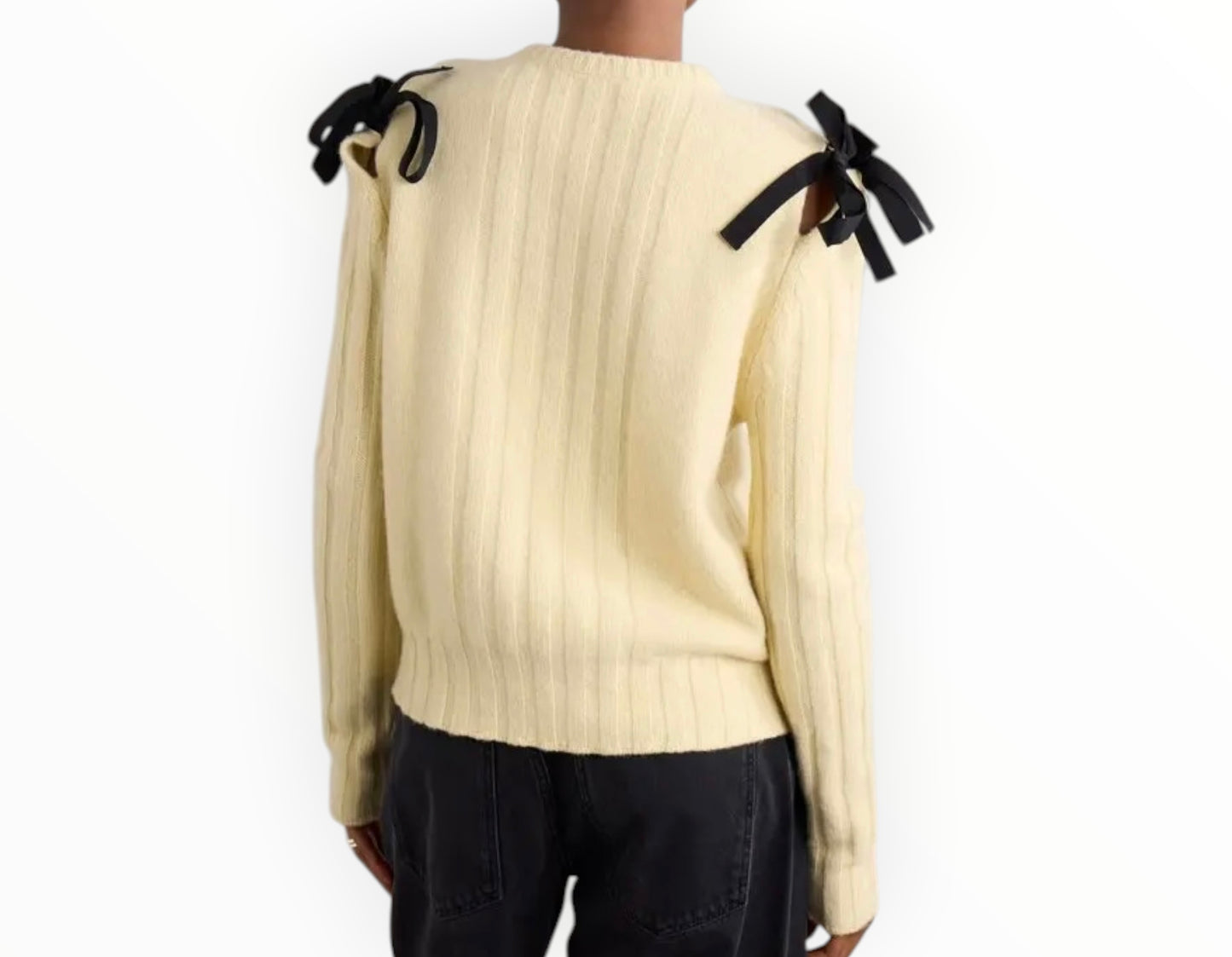 Molly Goddard Ozzy Cutout Grosgrain-Trimmed Wool Sweater - Yellow - Size S