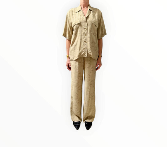 Anine Bing Austen Shirt + Pants - Light Khaki - Size S
