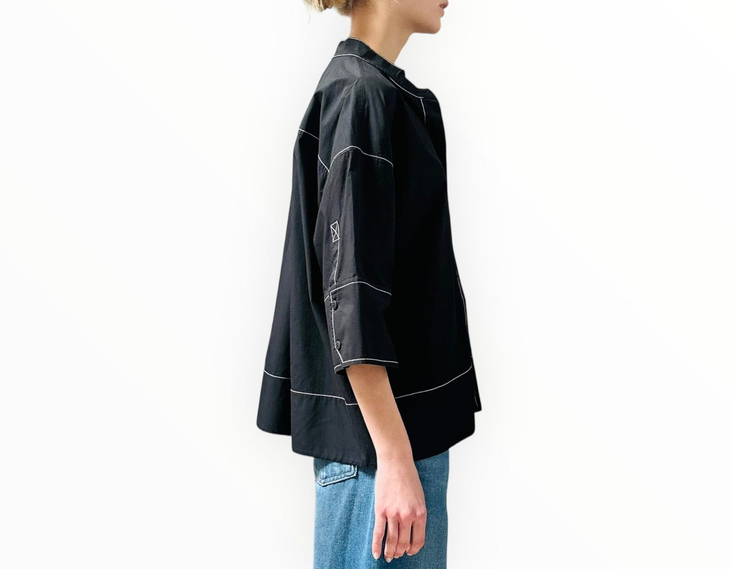 Lee Mathews Contrast Stitch Shirt - Black - Size 3