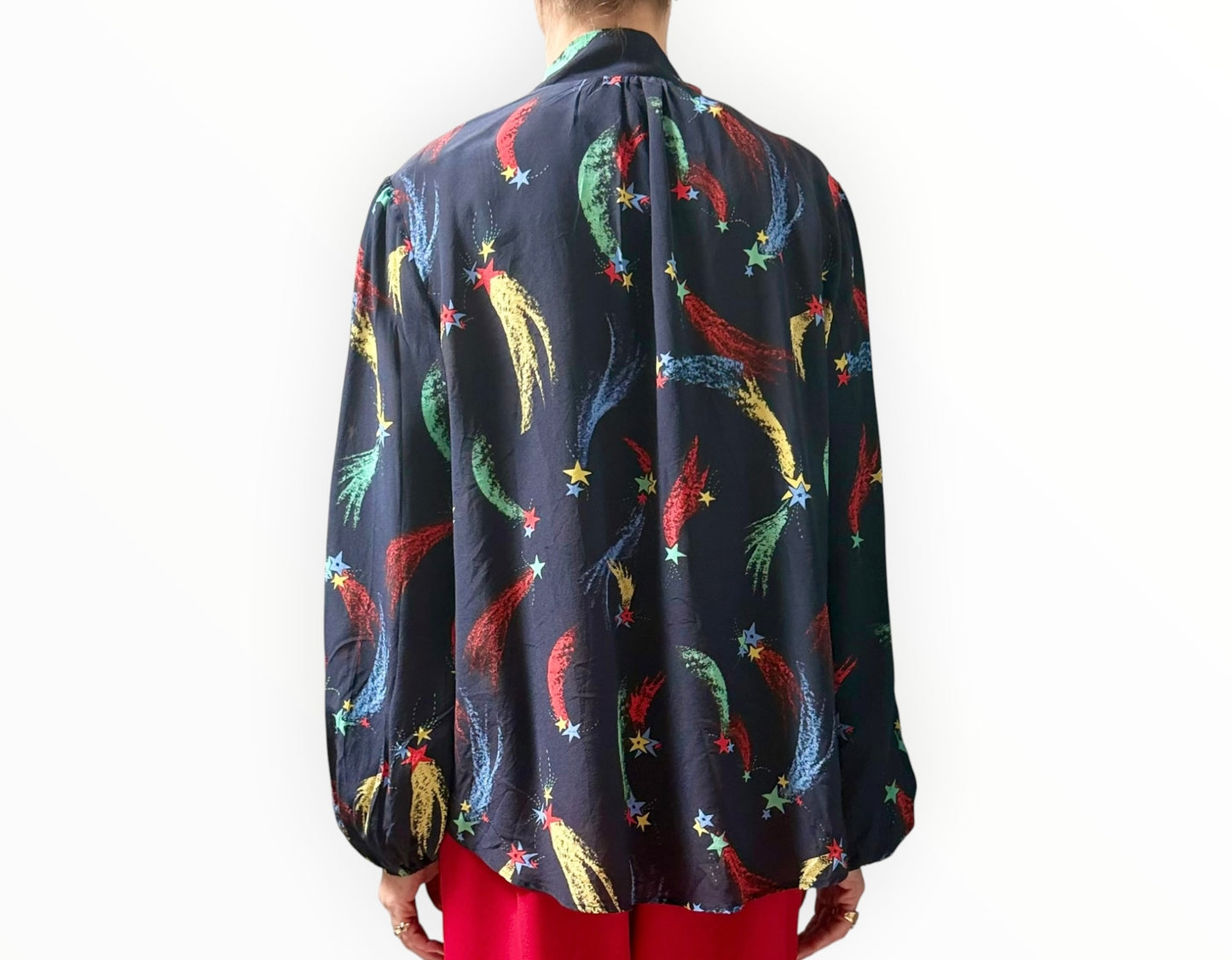 Rixo Shooting Star Print Shirt - Navy - Size L