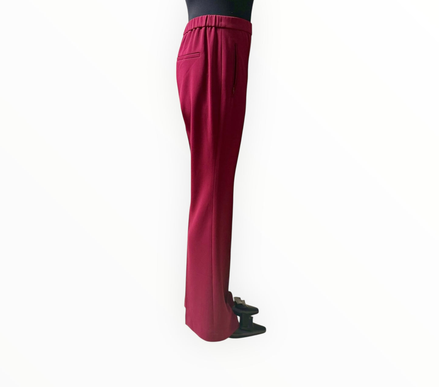 Theory Flat Front Half Back Elastic Pants - Crimson- Size AU8