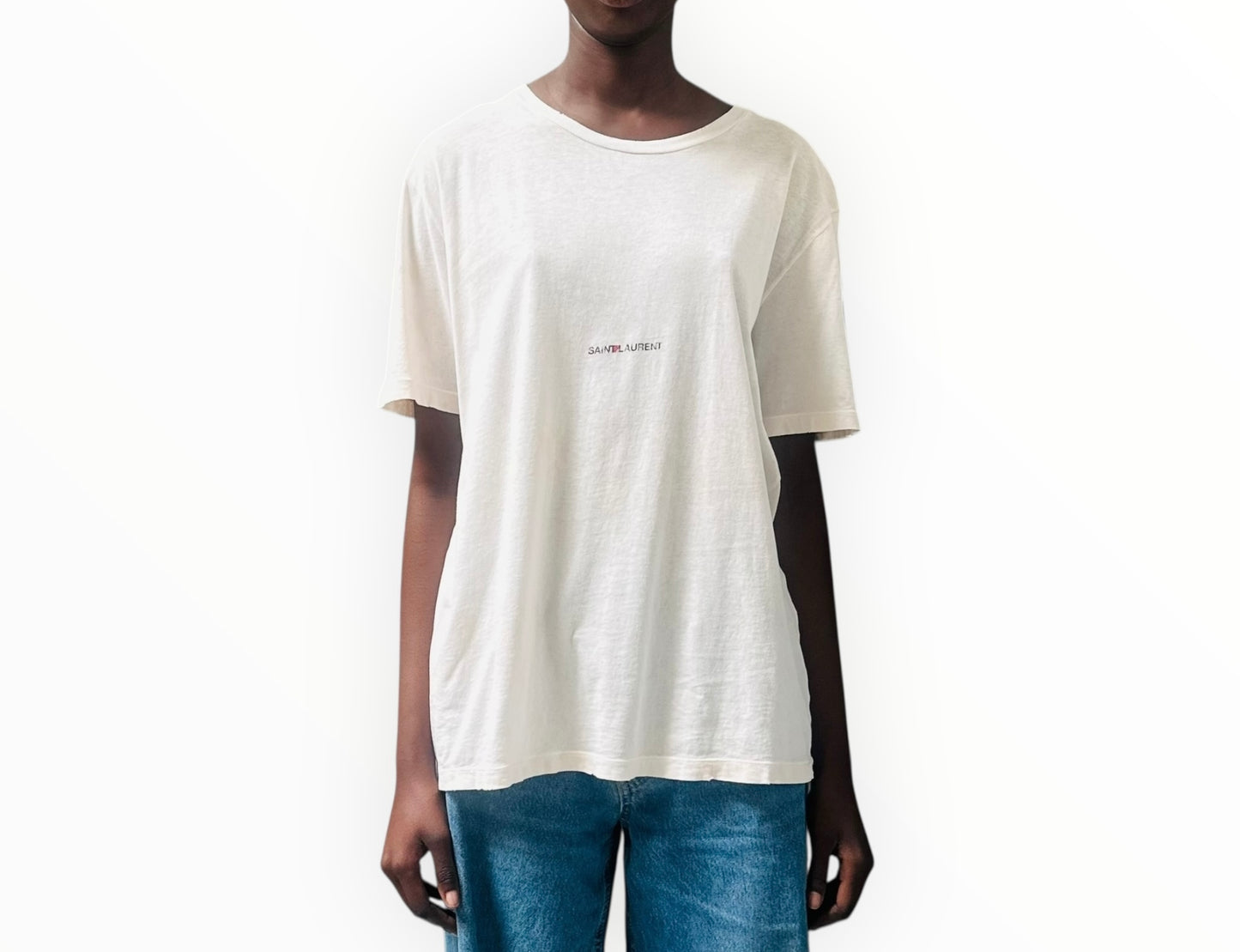 Saint Laurent Distressed Tee - Pink - Size M