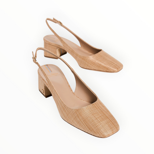 Sam Edelman Square Toe Slingbacks - Raffia - Size 8.5