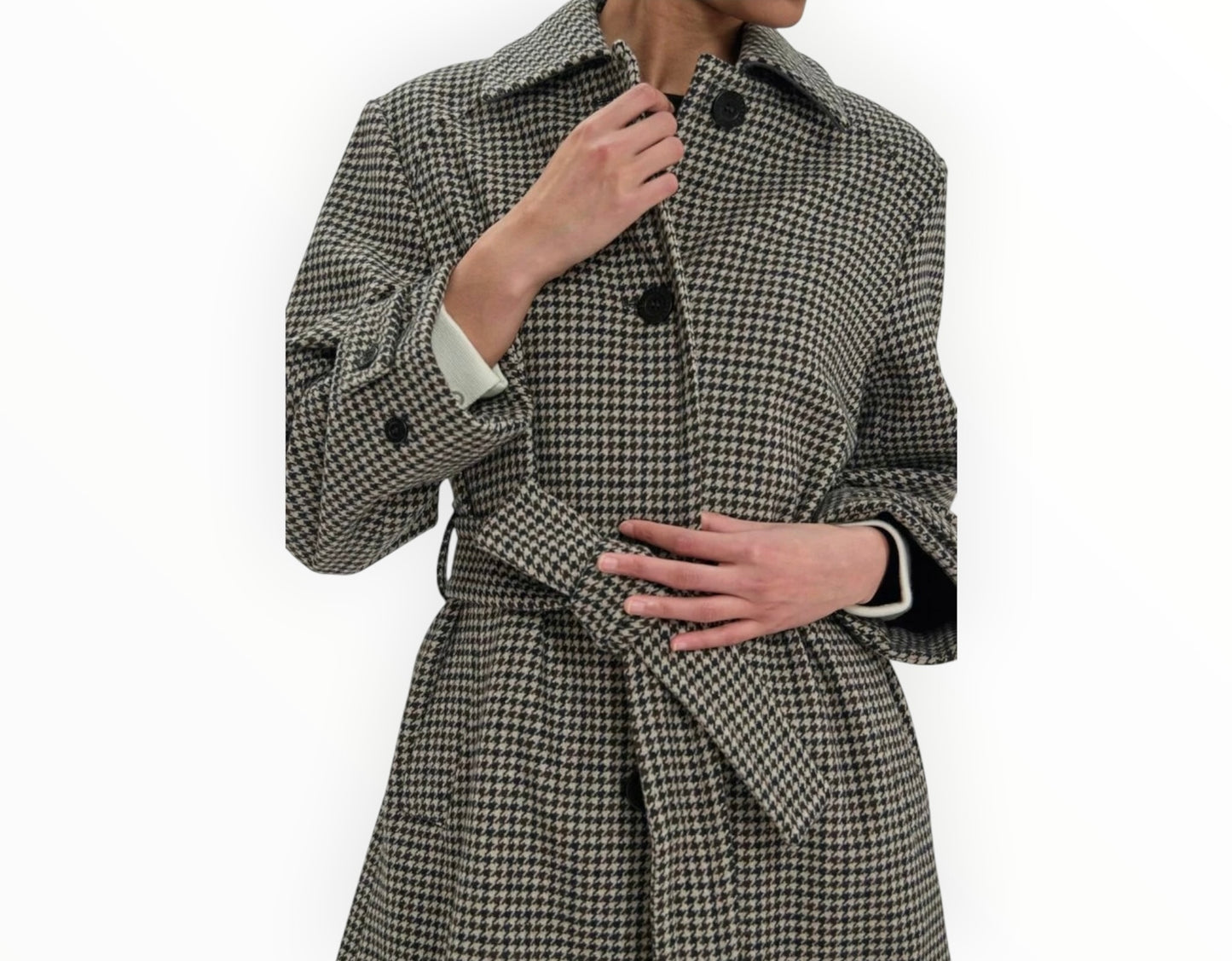 Ines De La Fressange Tweed Trench - Black/Brown - Size 34