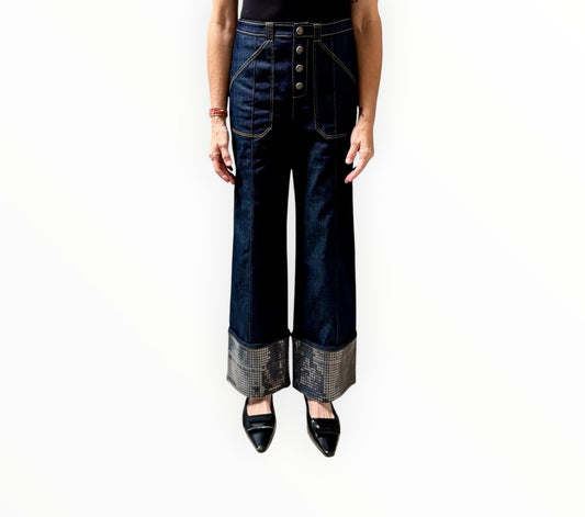 Cinq A Sept Skyla Sequin Pants - Navy - Size AU8