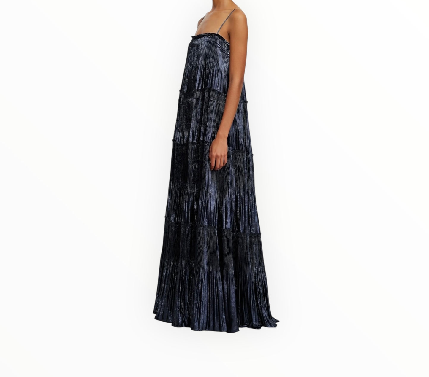 Acler Shandon Maxi Dress - Navy Metallic - Size AU10